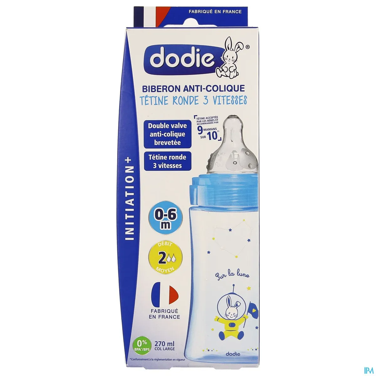 Dodie Biberon Initiation+ Cosmonaute Bleu 270ml