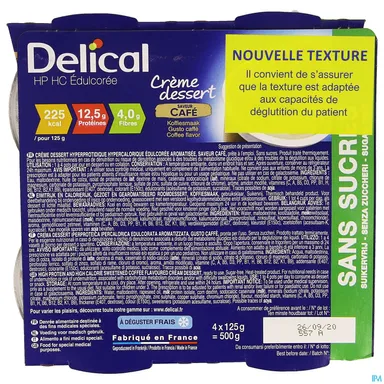 Delical Creme Dessert Hp-hc Sans Sucre Cafe 4x124g