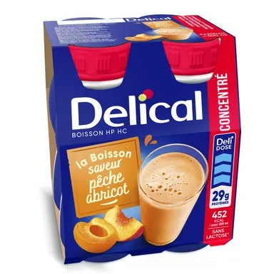 Delical Concentraat Drank HP-HC Perzik Abrikoos 4 x 200 ml
