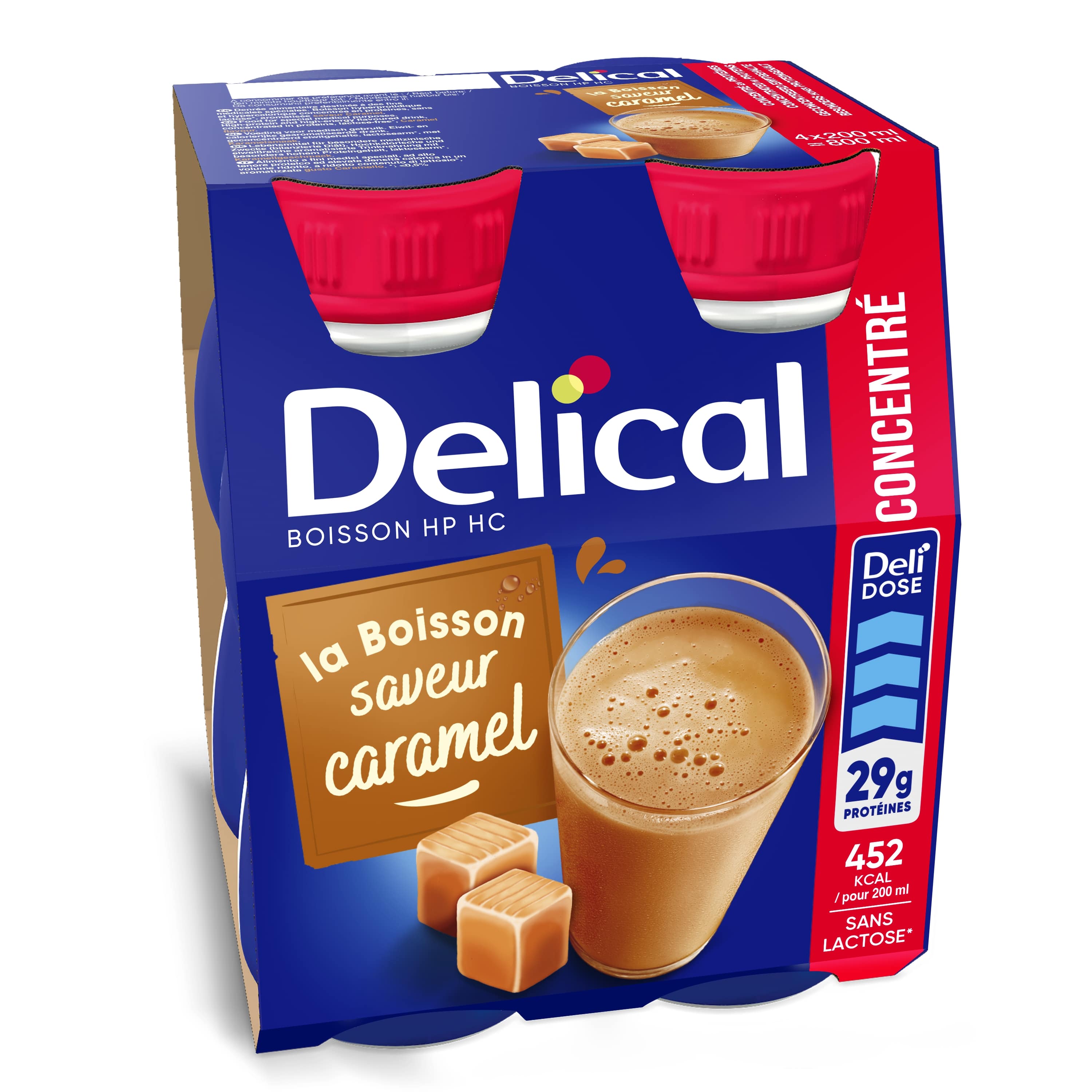 Delical Hp Hc Geconcentreerde Drank Karamel 4 x 200 ml - Delical