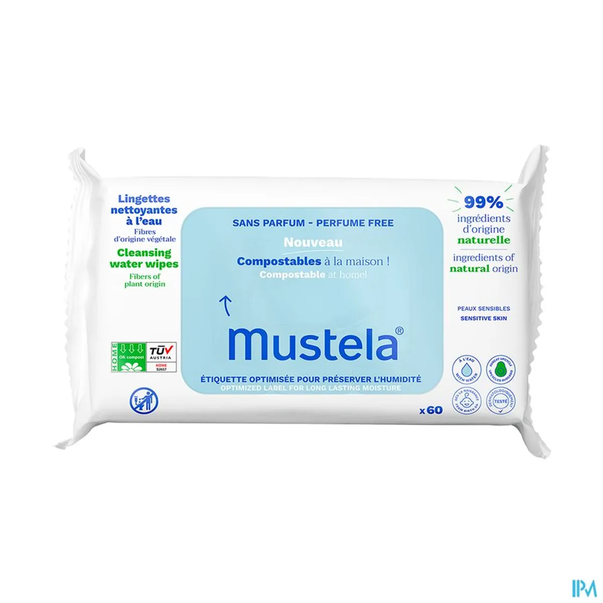 Mustela Lingettes Nettoyantes à l'Eau 60 Lingettes