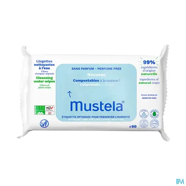Mustela Lingettes Nettoyantes à l'Eau 60 Lingettes