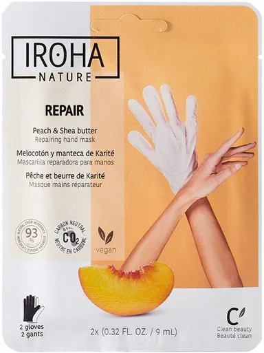 Iroha Masque Gants Mains Réparateur Pêche 2x9ml