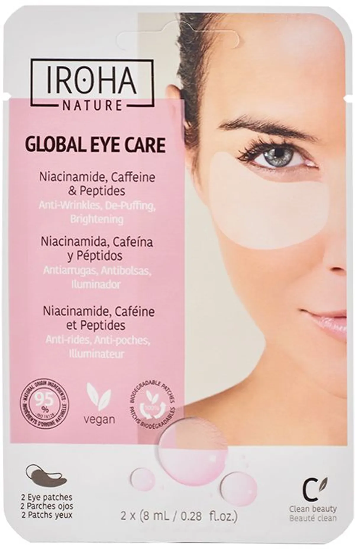 Iroha Eye Patches Niacinamide Cafeïne Peptiden 1 Paar