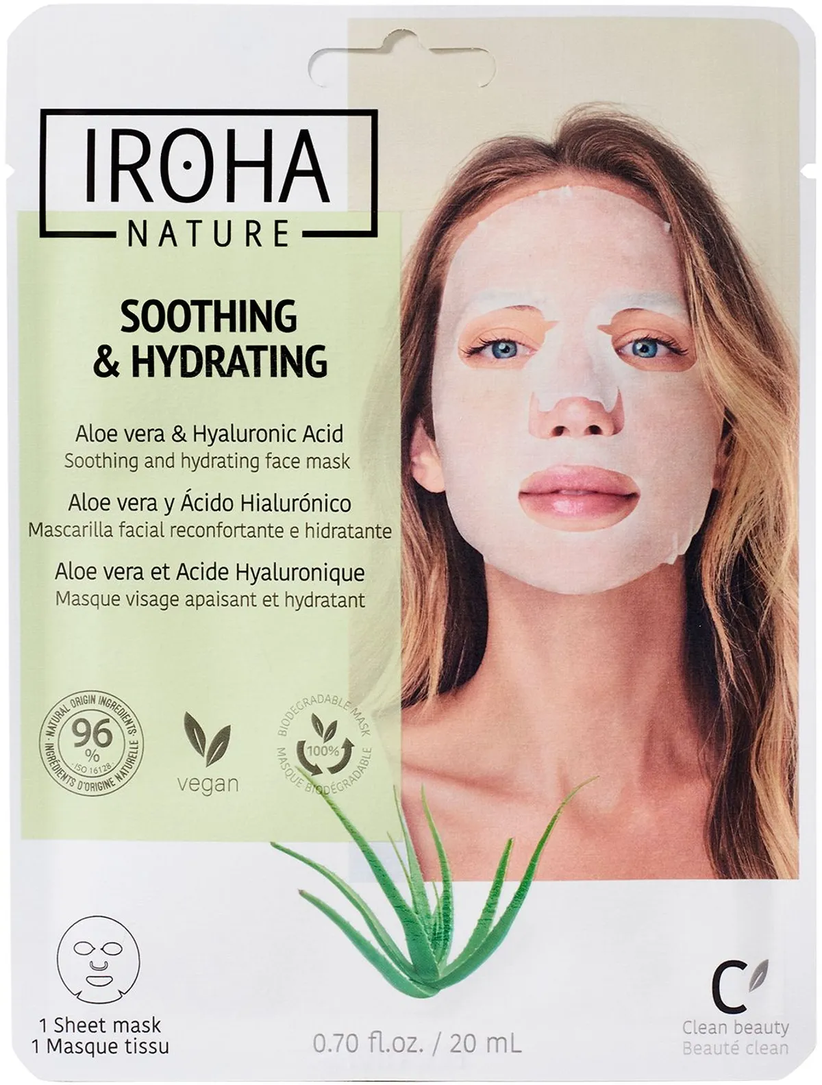 Iroha Masque Visage tissu Apaisant Hydratant 20ml