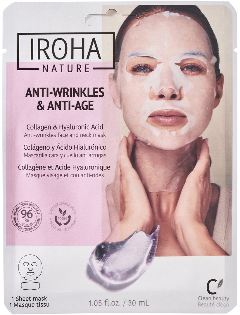 Iroha Antirimpelmasker Gezicht en Hals Collageen 30 ml - IROHA