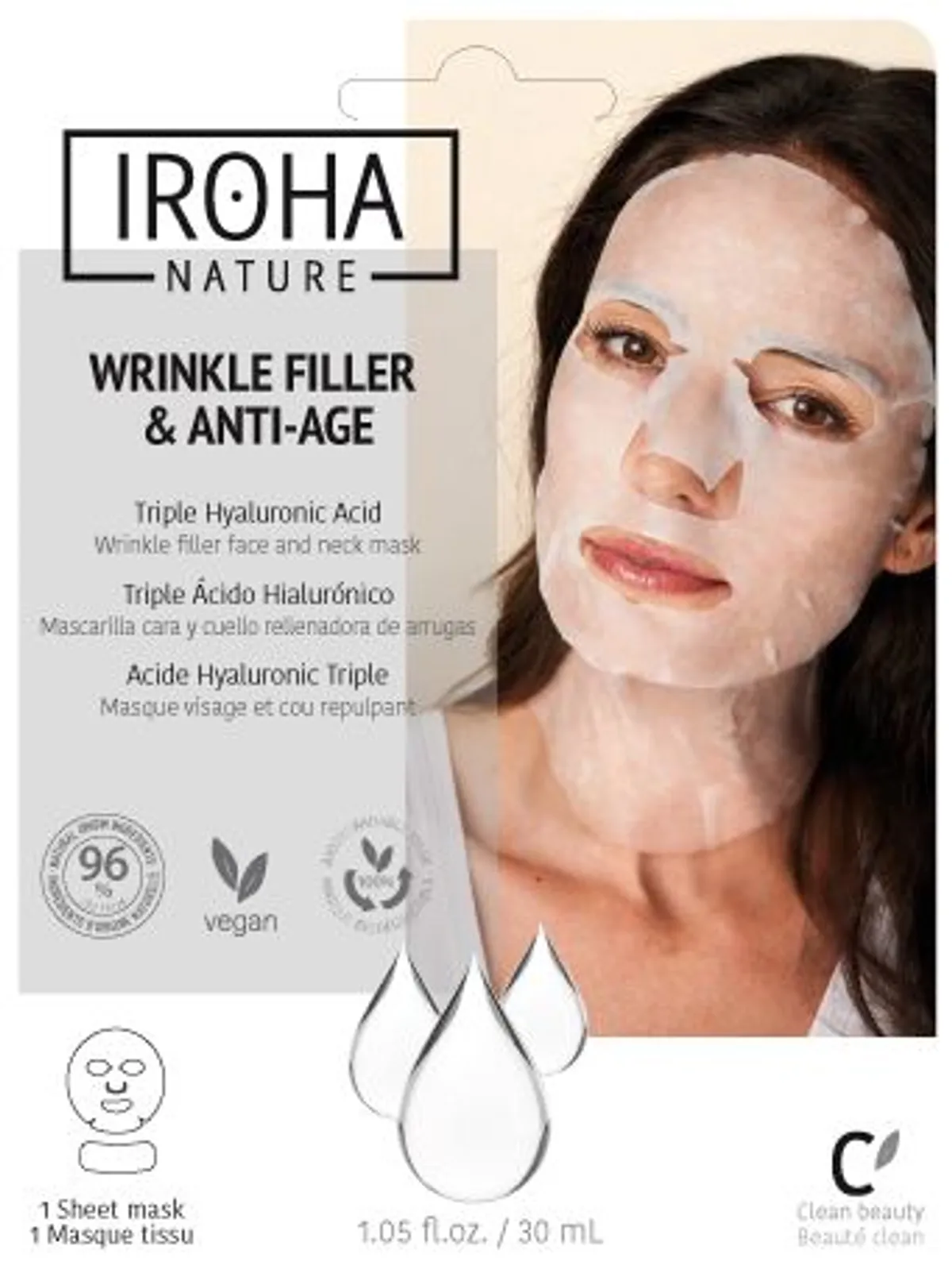 Iroha Masque Visage et Cou Anti-Rides Acide Hyaluronique 30ml