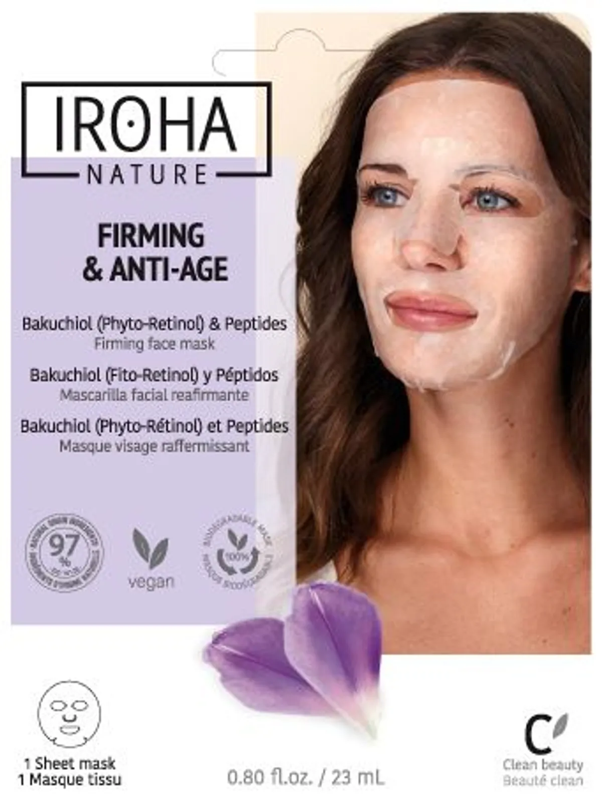 Iroha Masque tissu Visage Raffermissant Anti-Âge Bakuchiol 23ml