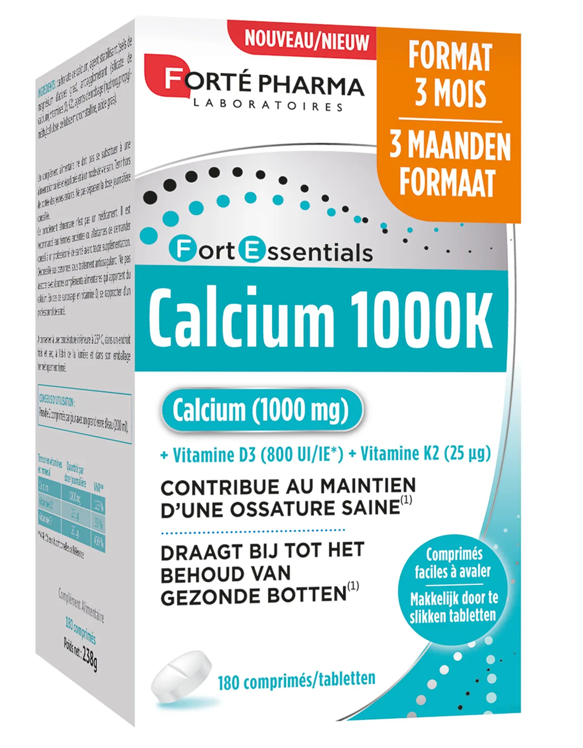 Forté Pharma Calcium 1000k 180 Comprimés