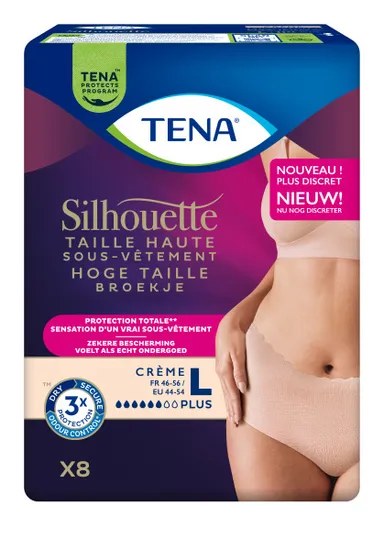 Tena Silhouette Plus High Waist Crème Hoge Taille Large 8 stuks