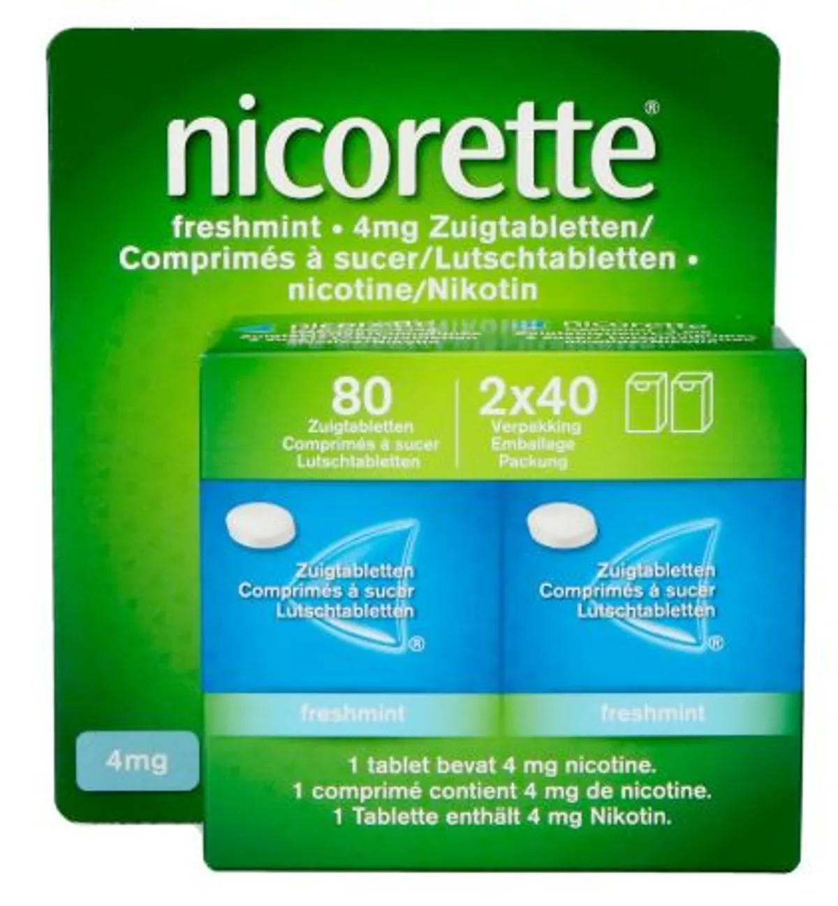 Nicorette Freshmint 4 Mg De Nicotine 80 Comprimés À Sucer Sans Sucre