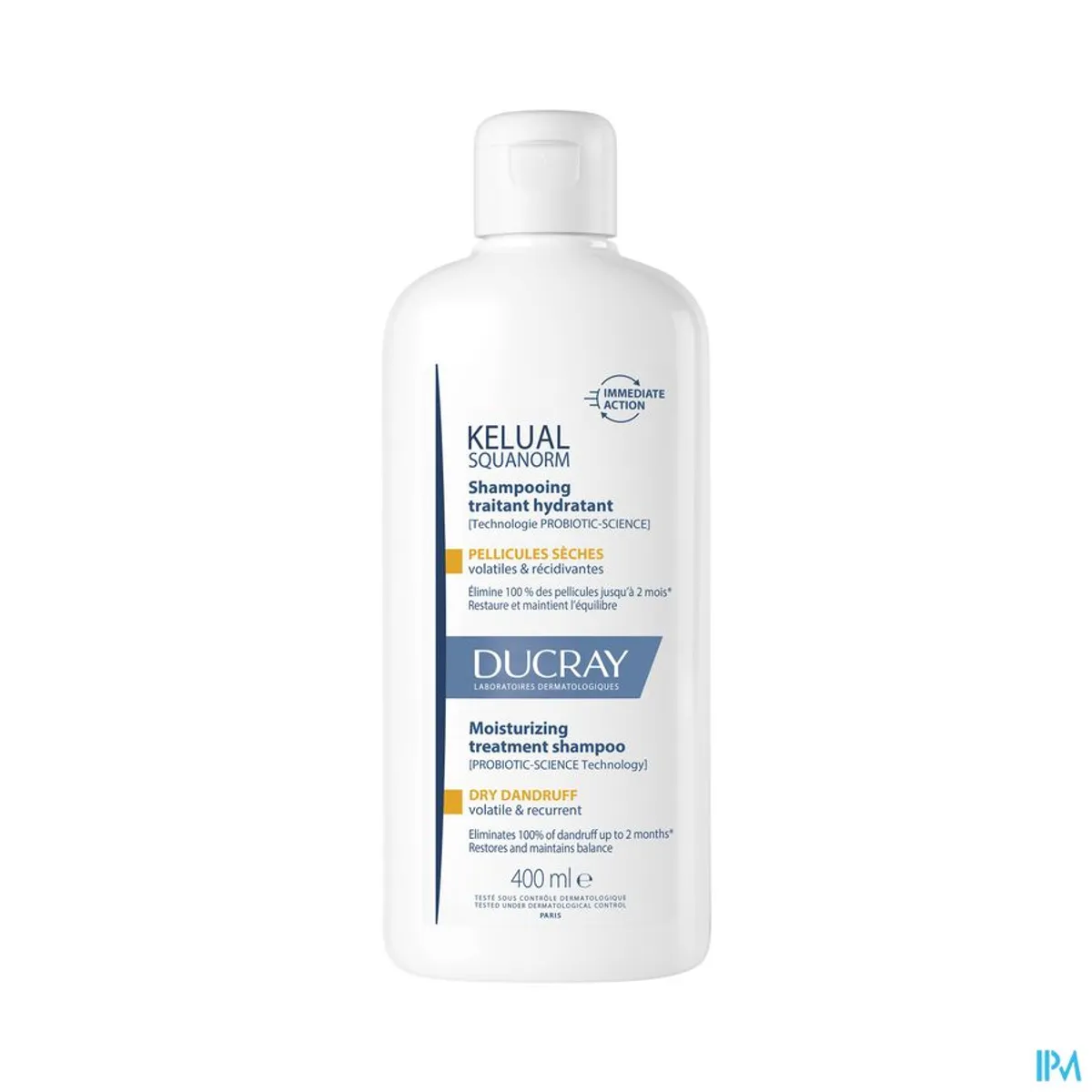 Ducray Kelual Squanorm Shampooing Traitant Hydratant Anti-Pelliculaire Pellicules Sèches 400Ml