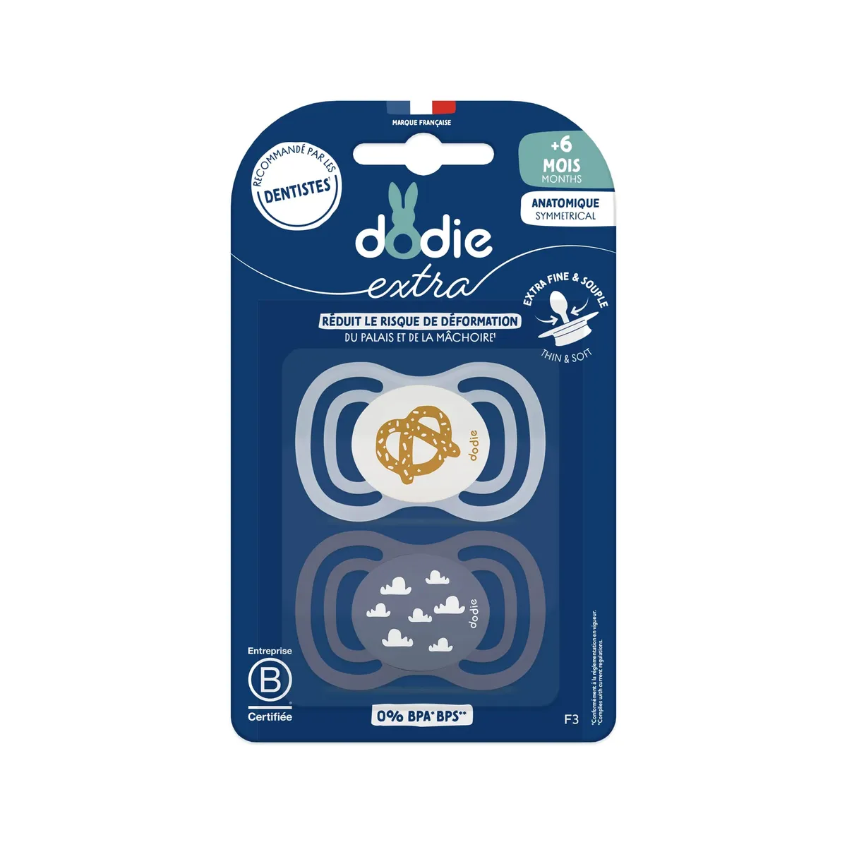 Dodie Sucettes Anatomiques Bleu 6M+