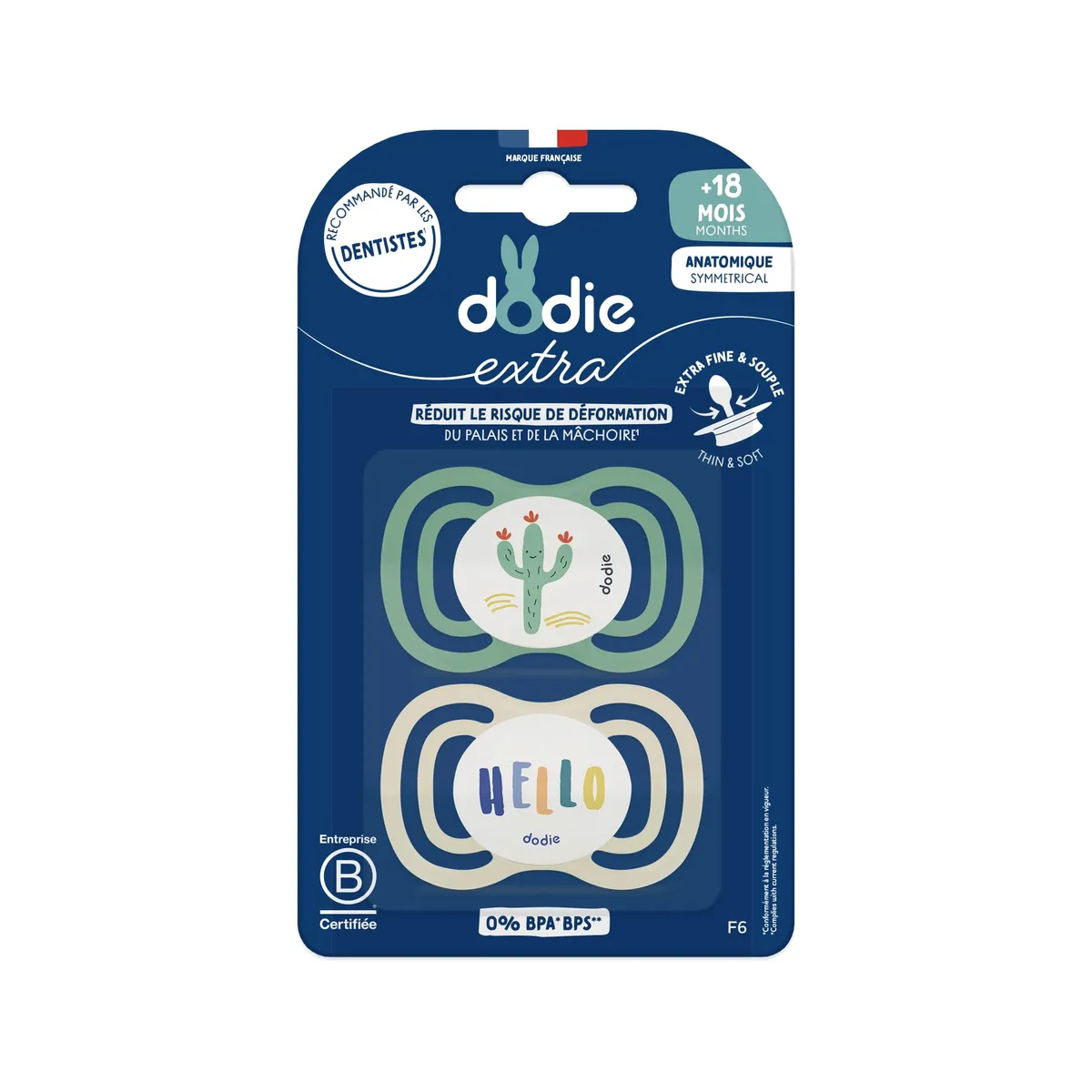 Dodie Set van 2 Anatomische Fopspenen 18M+ Extrafijn Groen