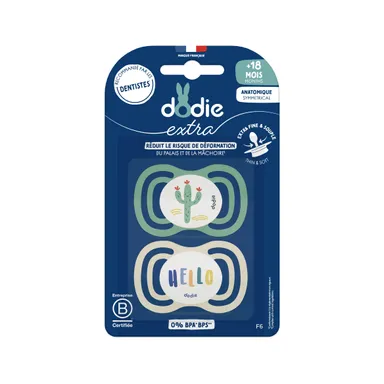 Dodie Set van 2 Anatomische Fopspenen 18M+ Extrafijn Groen