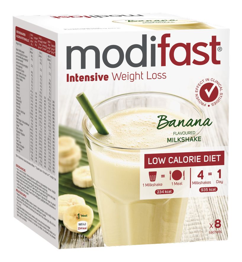 Modifast Intensive Milkshake Banaan 8 x 55 g - Modifast