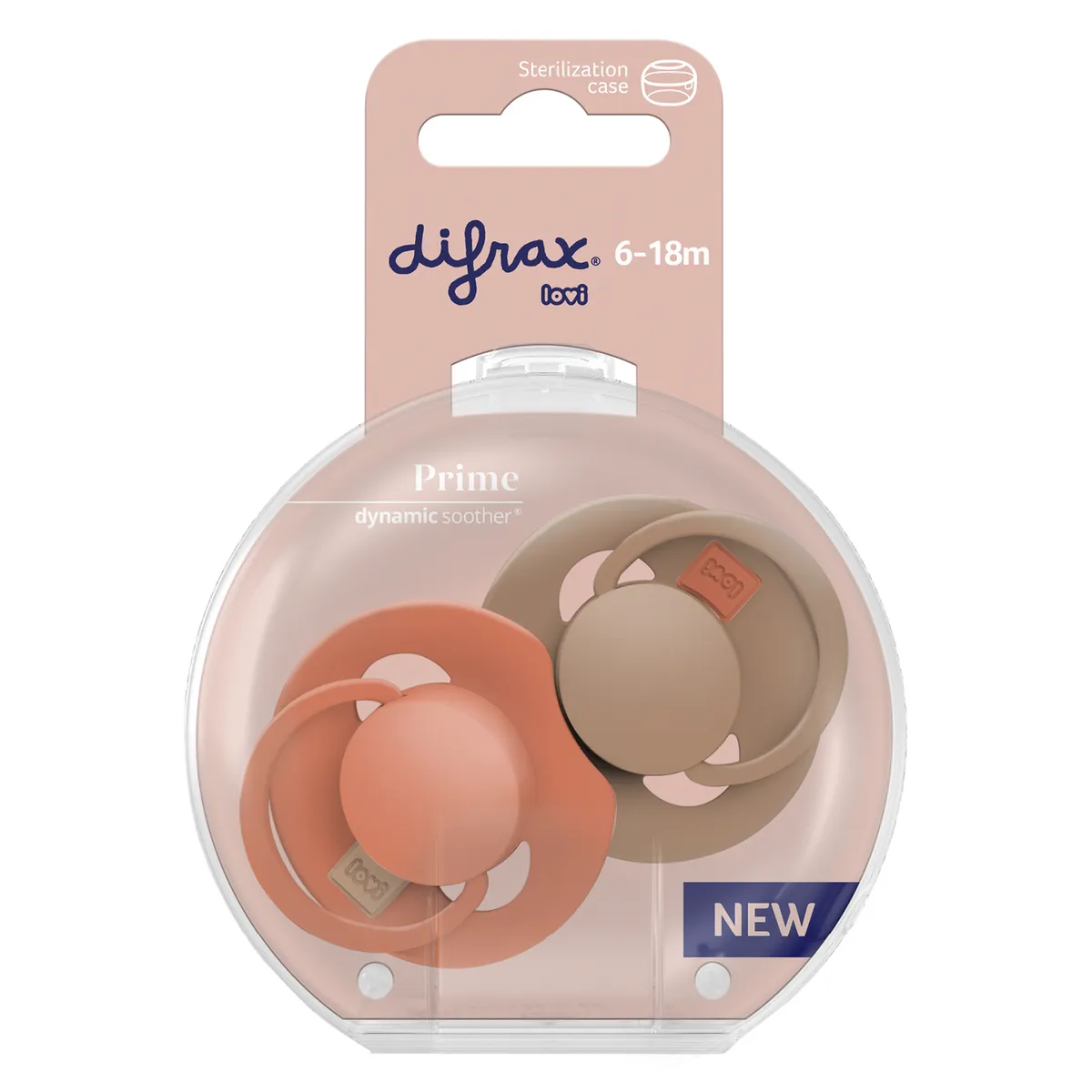 Difrax Prime Dynamic Soother 6-18m Granola/Orange