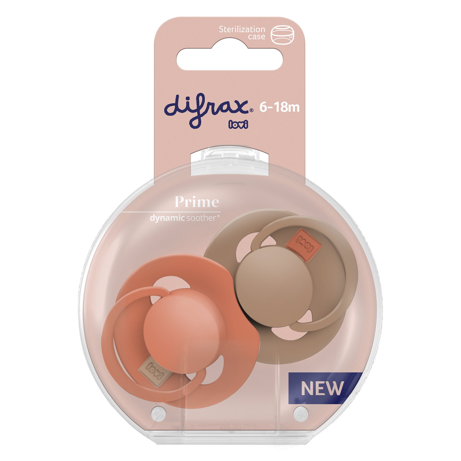 Difrax Prime Dynamische Fopspeen 6-18 M Granola/Orange - Difrax