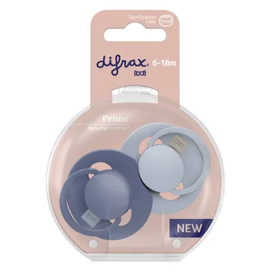 Difrax Sucette Dynamique 6-18 Mois Prime Baby Blue/Blue