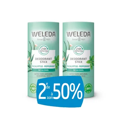Weleda Deodorant Stick 24u Eucalyptus Pepermunt (2 x 50 g)