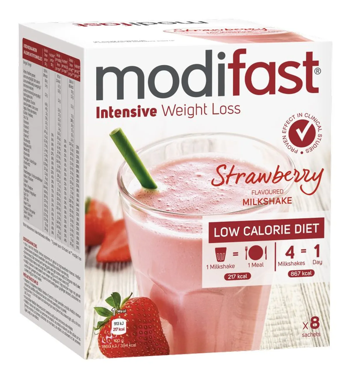Modifast Intensive Milkshake Aardbei 8 x 55 g