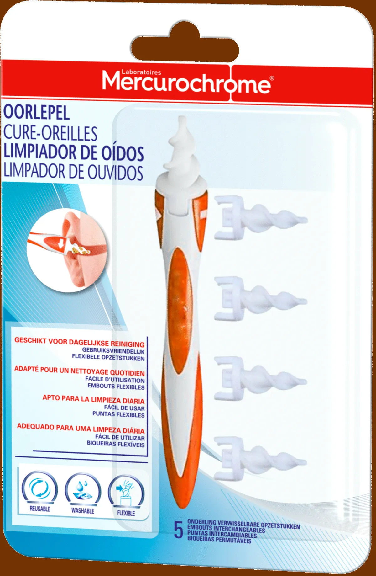 Mercurochrome Cure-oreille 5 Embouts Interchangeables
