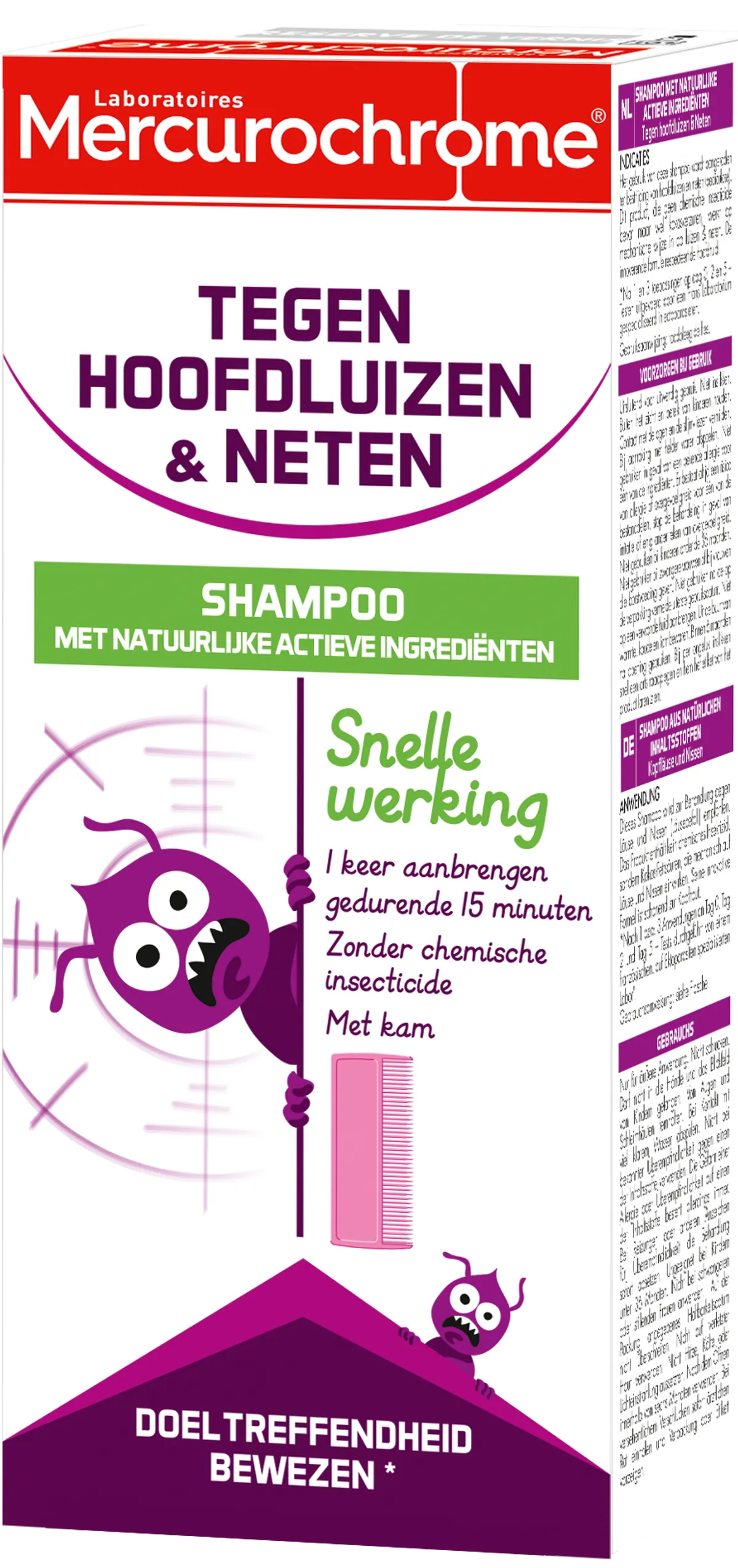 Mercurochrome Shampoo Tegen Luizen & Neten Actieve Bestanddelen van Natuurlijke Oorsprong 125 ml