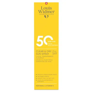 Louis Widmer Clear & Dry Sun Spray SPF50+ Parfumvrij 200ml