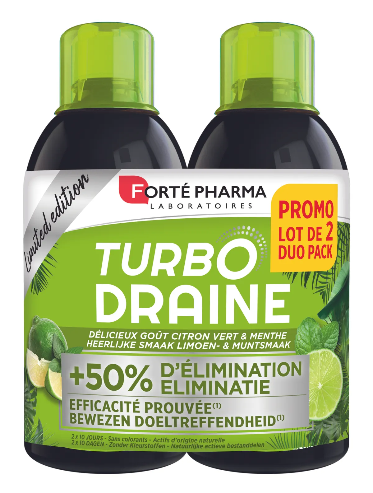 Forté Pharma TurboDraine Limoen & Munt Duo 2X500 ml