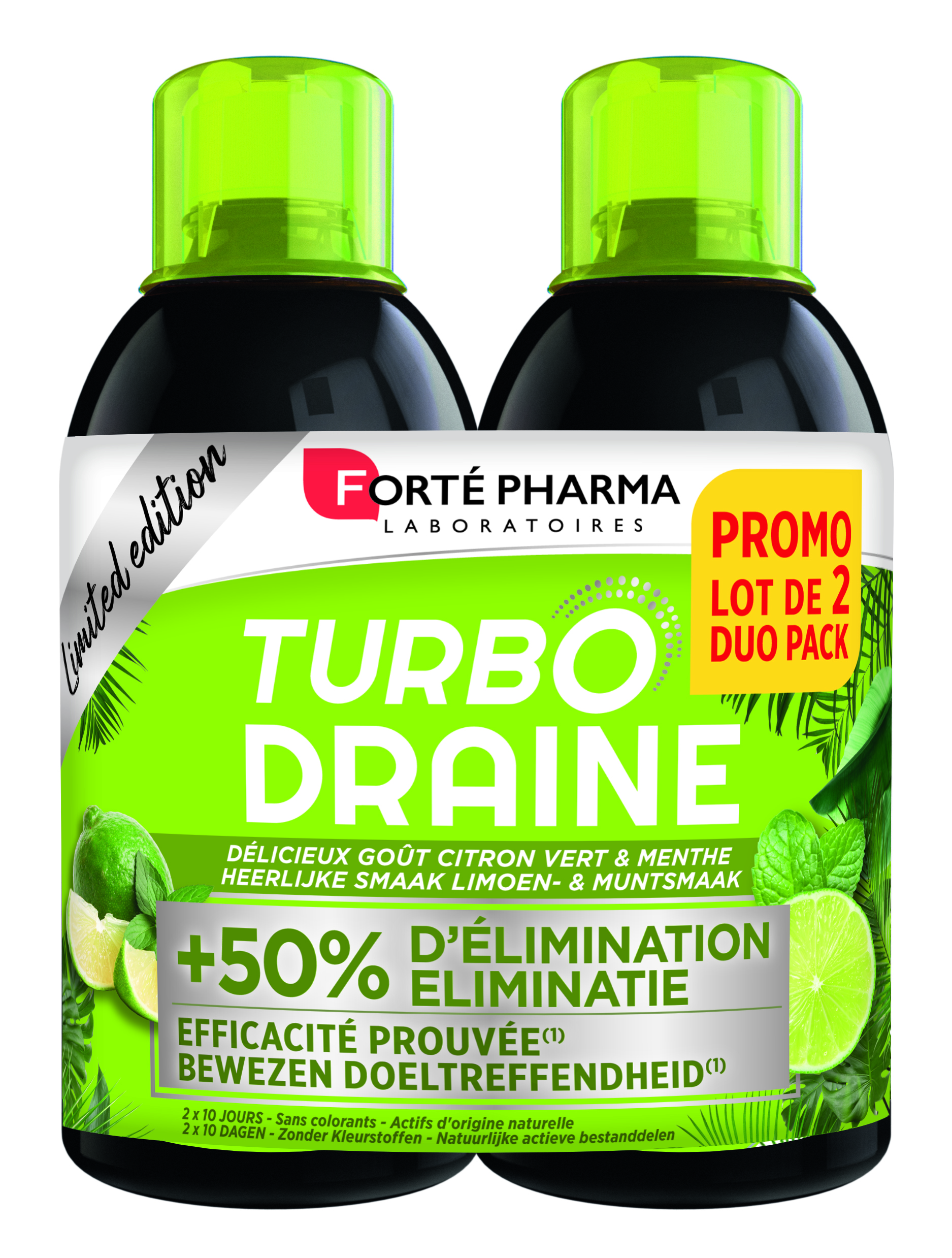 Forté Pharma TurboDraine Limoen & Munt Duo 2X500 ml