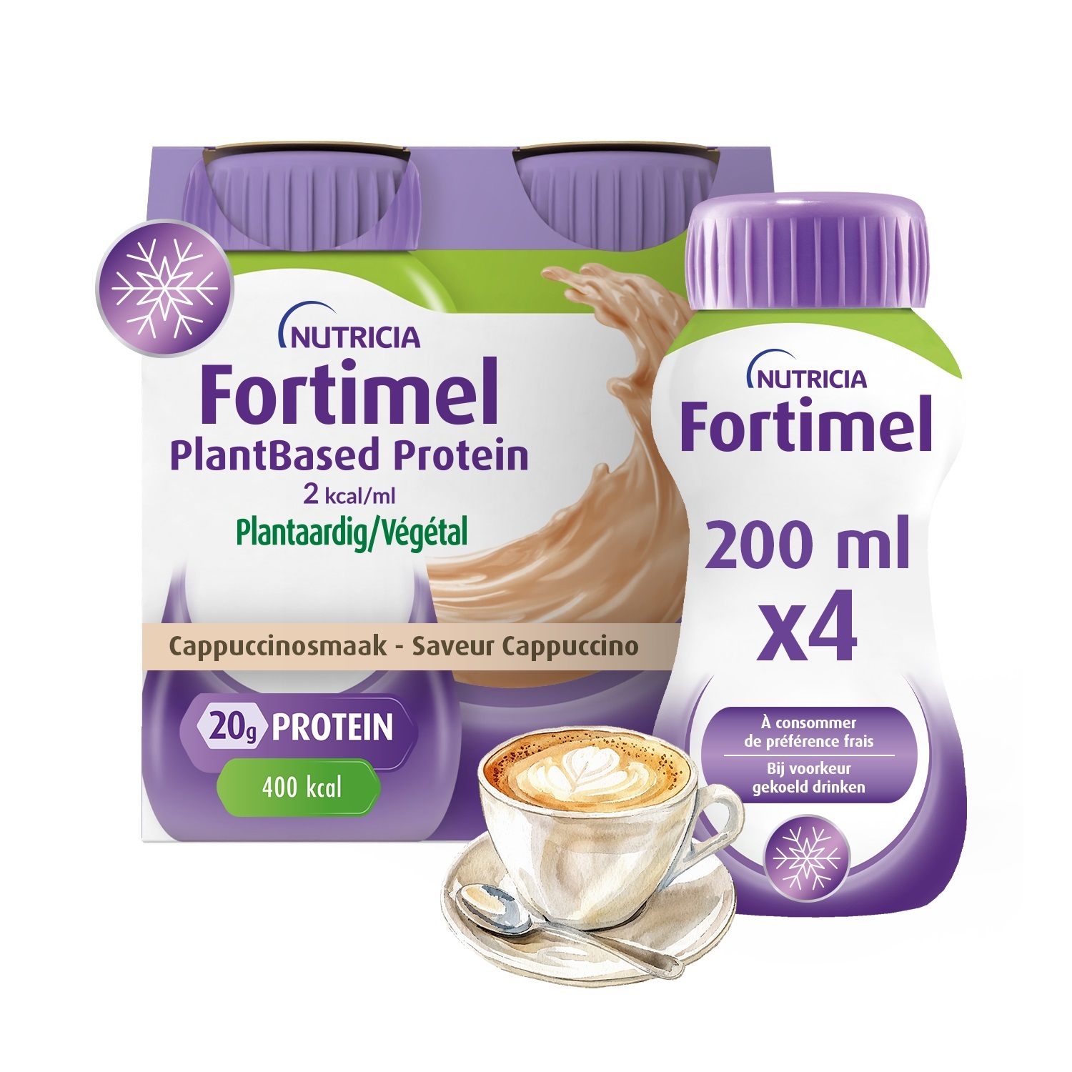 Fortimel Plantbased Protein Cappuccino 4 x 200 ml - Fortimel