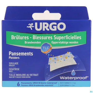 Urgo Oppervlakkige Brandwonden Waterbestendige Pleister 5x7 cm 6