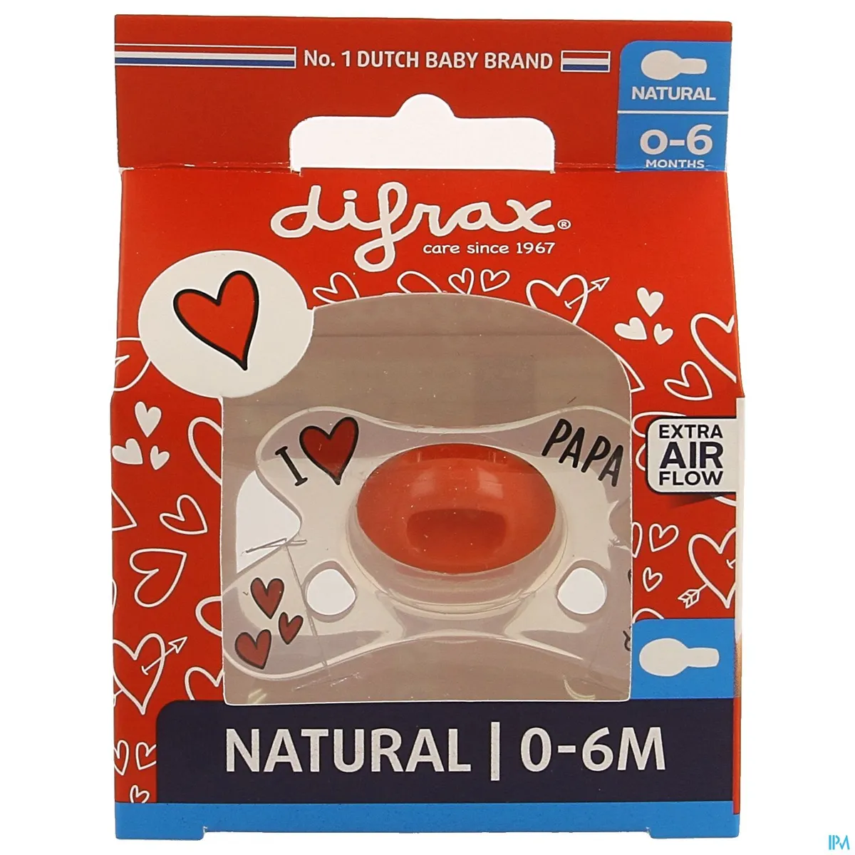 Difrax Fopspeen Natural 0- 6 m I Love