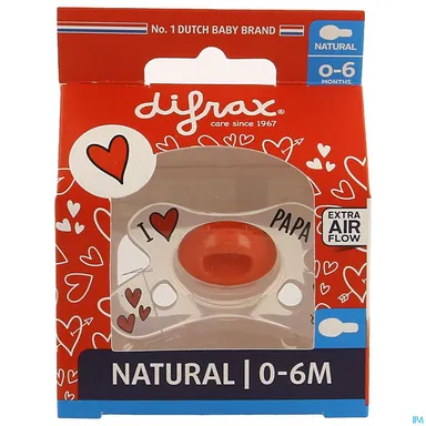 Difrax Fopspeen Natural 0- 6 m I Love