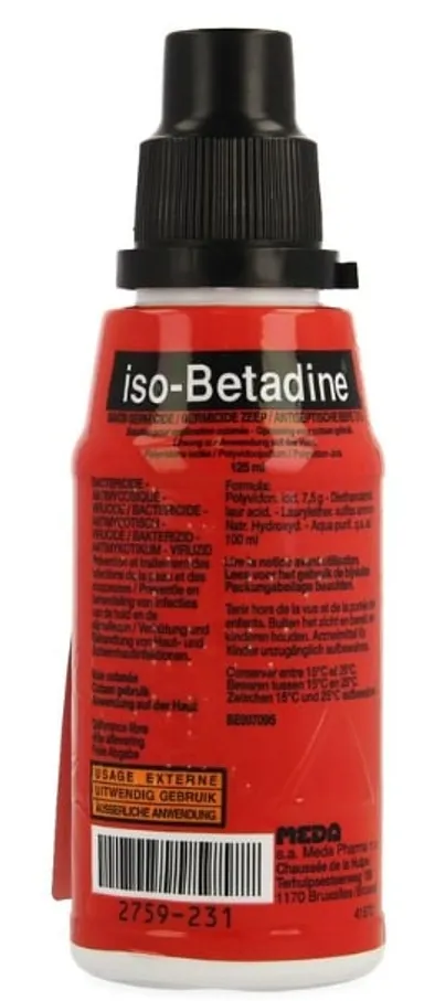 iso-Betadine Germicide Zeep 7,5% Oplossing voor Cutaan Gebruik 125ml