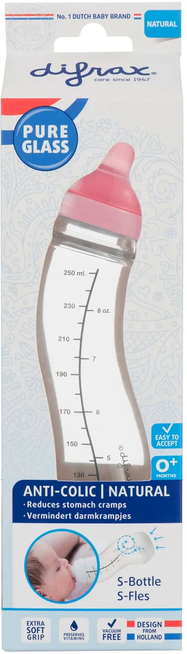 Difrax S-Fles Natural Glas Rose 250 ml