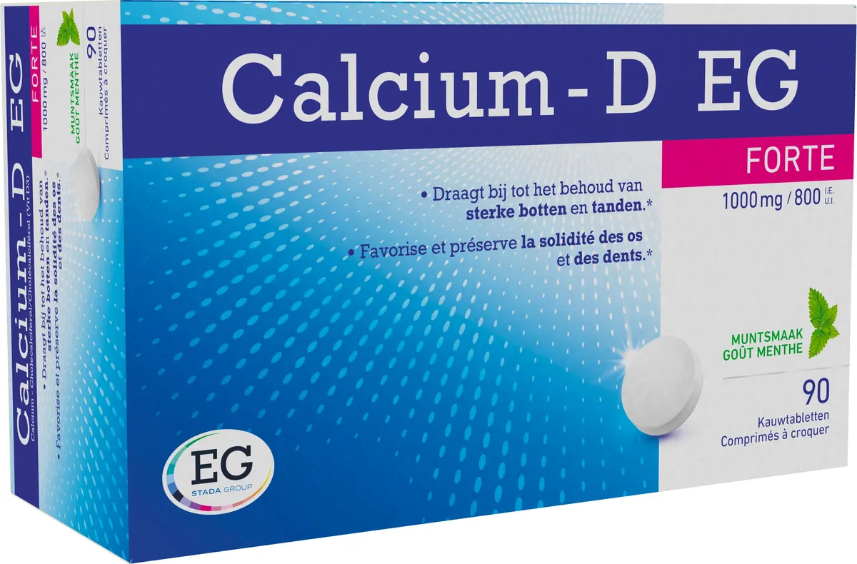 Calcium-D Forte Menthe 1000mg/800UI 90 comprimés