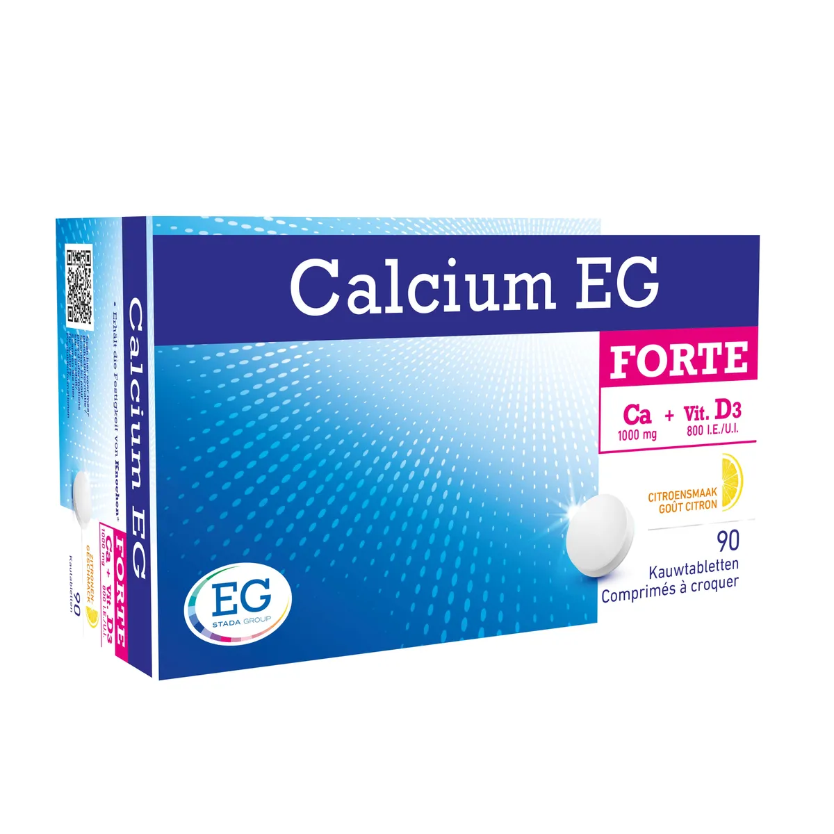 Calcium-D Forte Citron 1000mg/800UI Maintien d'Os forts & sains 90 Comprimés