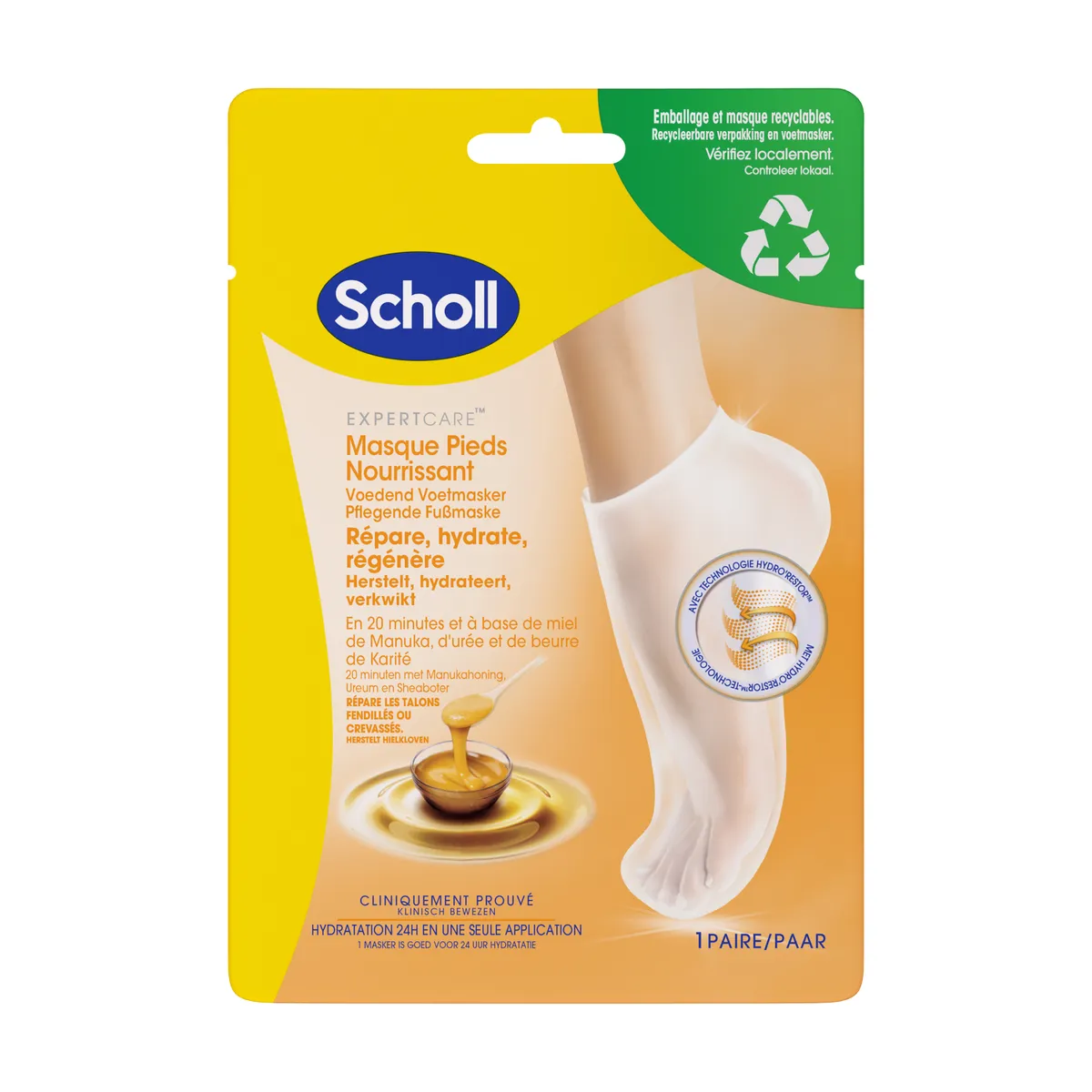Scholl Masque Pieds Nourrissant Huile Argan 1 Paire