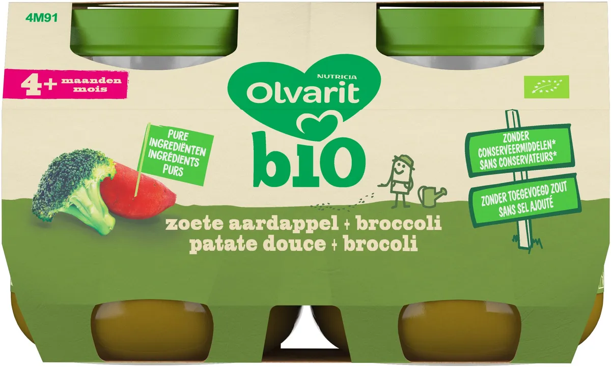 Olvarit Bio Patate douce + Brocoli 4+ Mois 2x125g