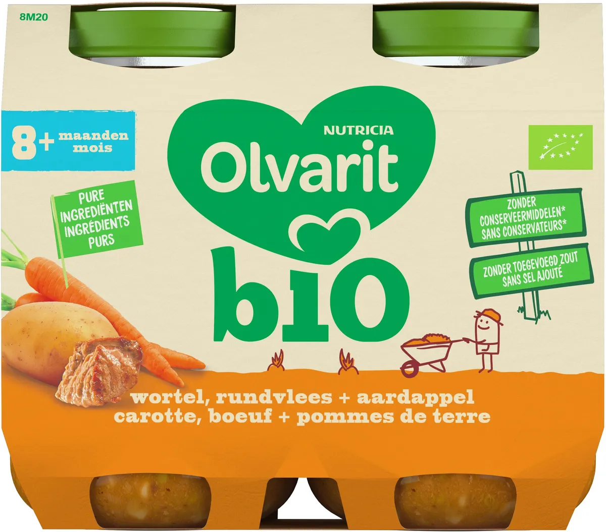 Olvarit Bio Carrote + Boeuf + Pomme De Terre 8+ Mois