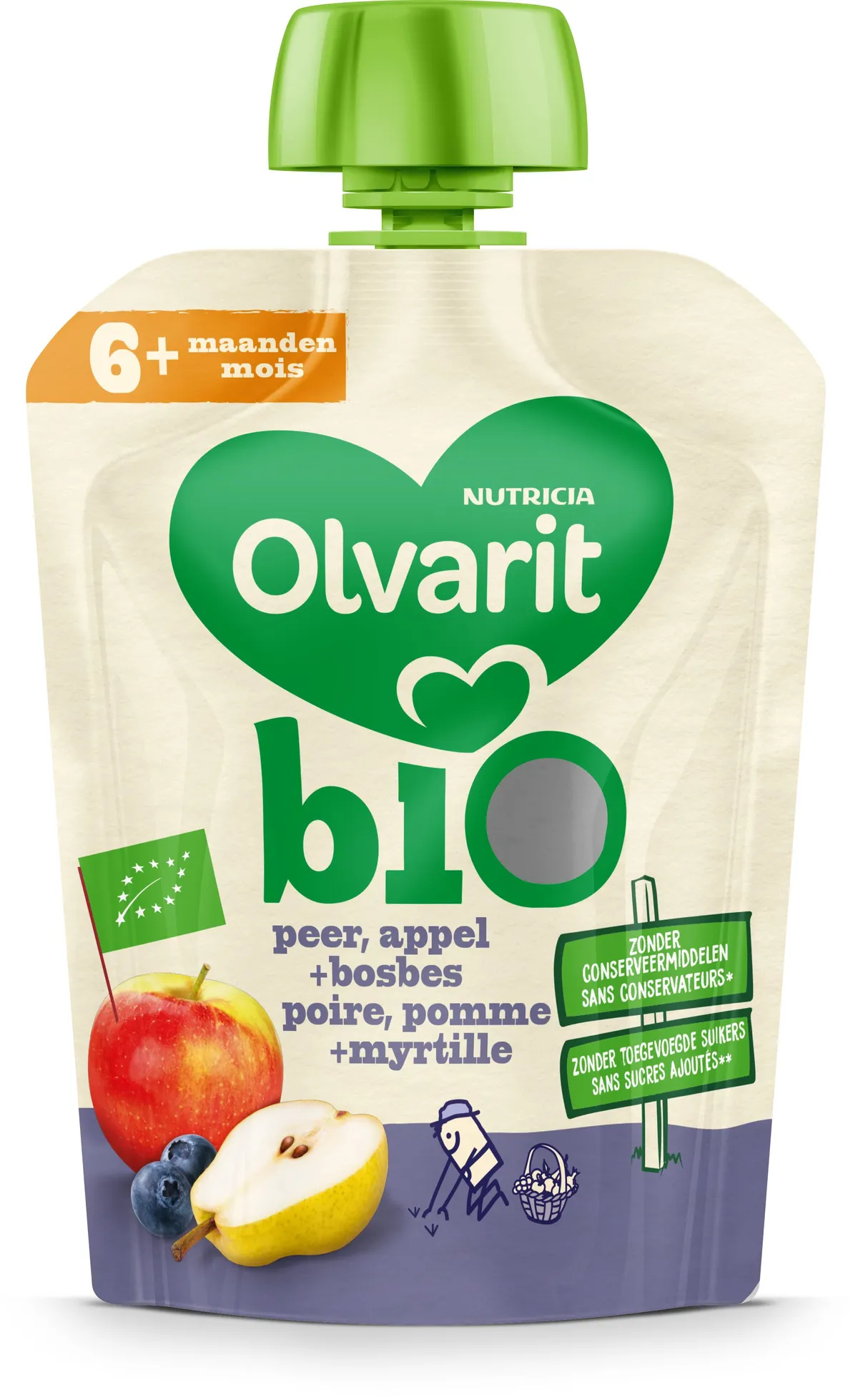 Olvarit Bio Poire + Pomme + Myrtille 6+ Mois 90g