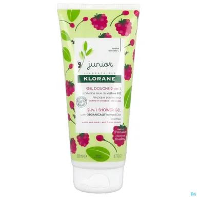 Klorane Junior Bio Haver 2-In-1 Douchegel Lichaam En Haar Framboosgeur 200Ml