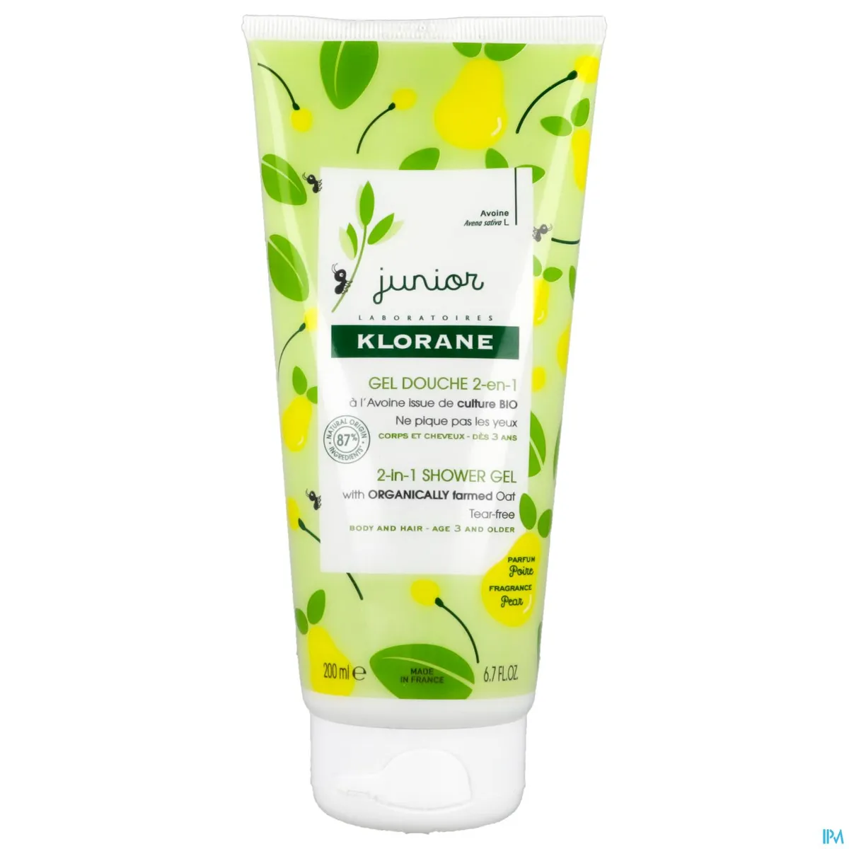 Klorane Junior Bio Haver 2-In-1 Douchegel Lichaam En Haar Peergeur 200Ml