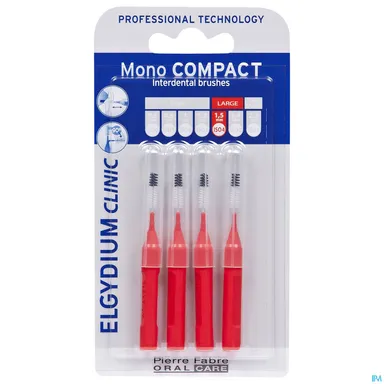 Oral Care Elgydium Clinic Mono Compact Interdentale Borstel Rood Iso 4 1,5mm 4Stuks