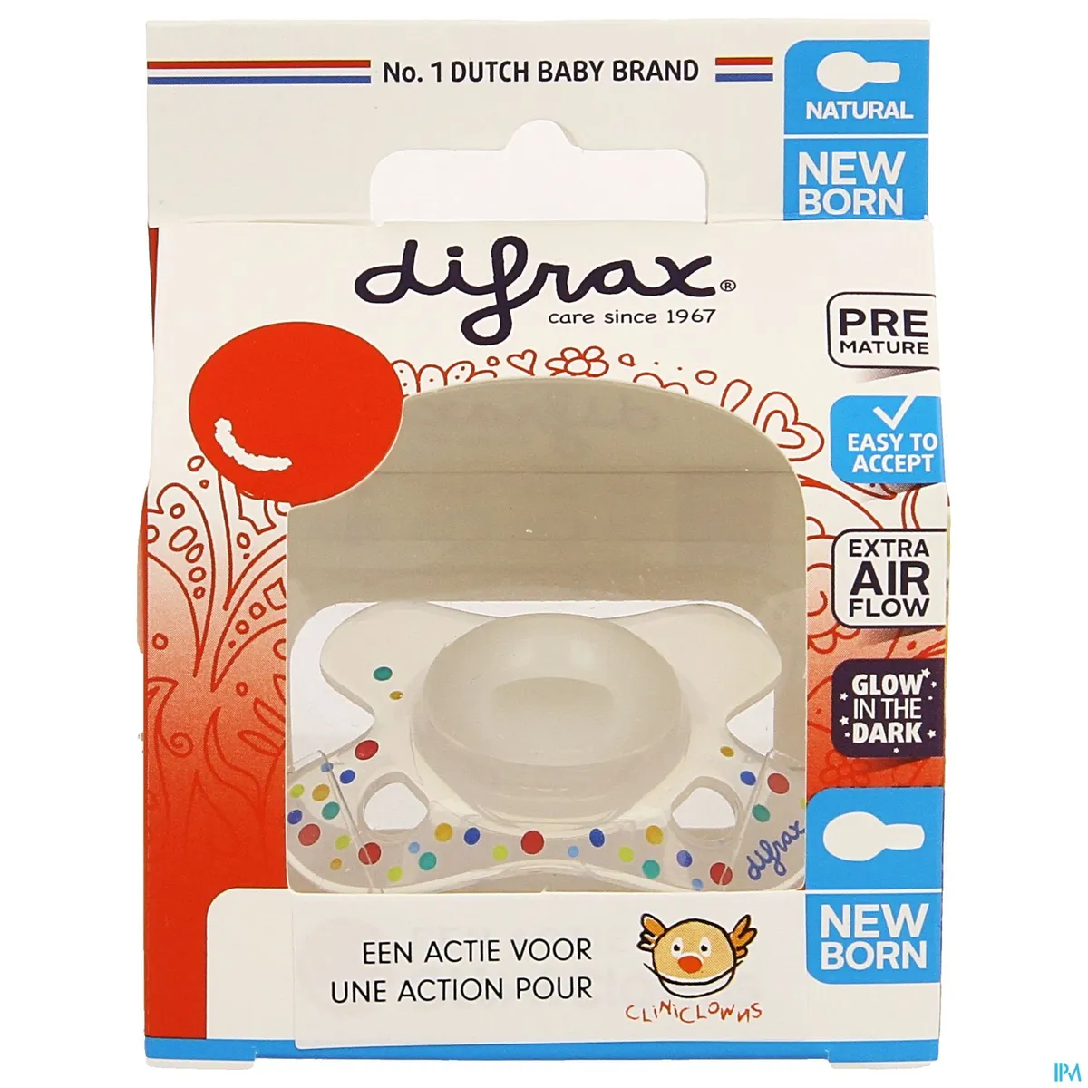 Difrax Sucette Natural Newborn Cliniclowns