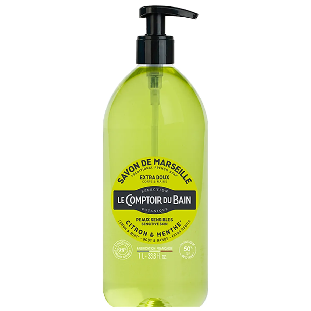 Le Comptoir du Bain Savon Liquide Marseille Citron-Menthe 1L