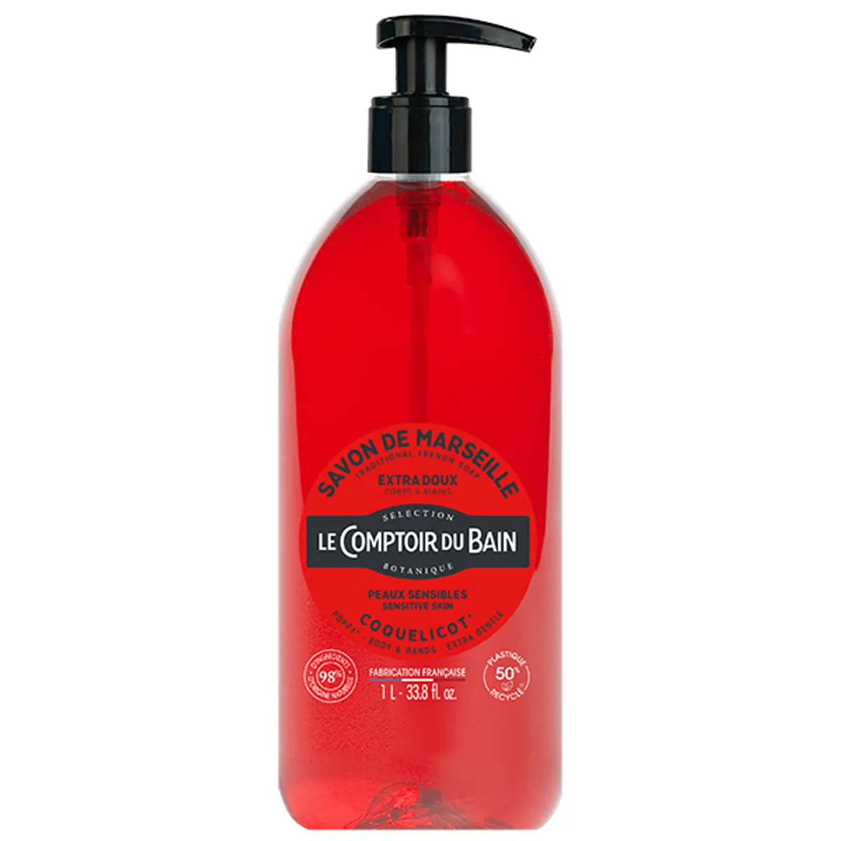 Le Comptoir Du Bain Traditionele Marseillezeep Klaproos 1 L