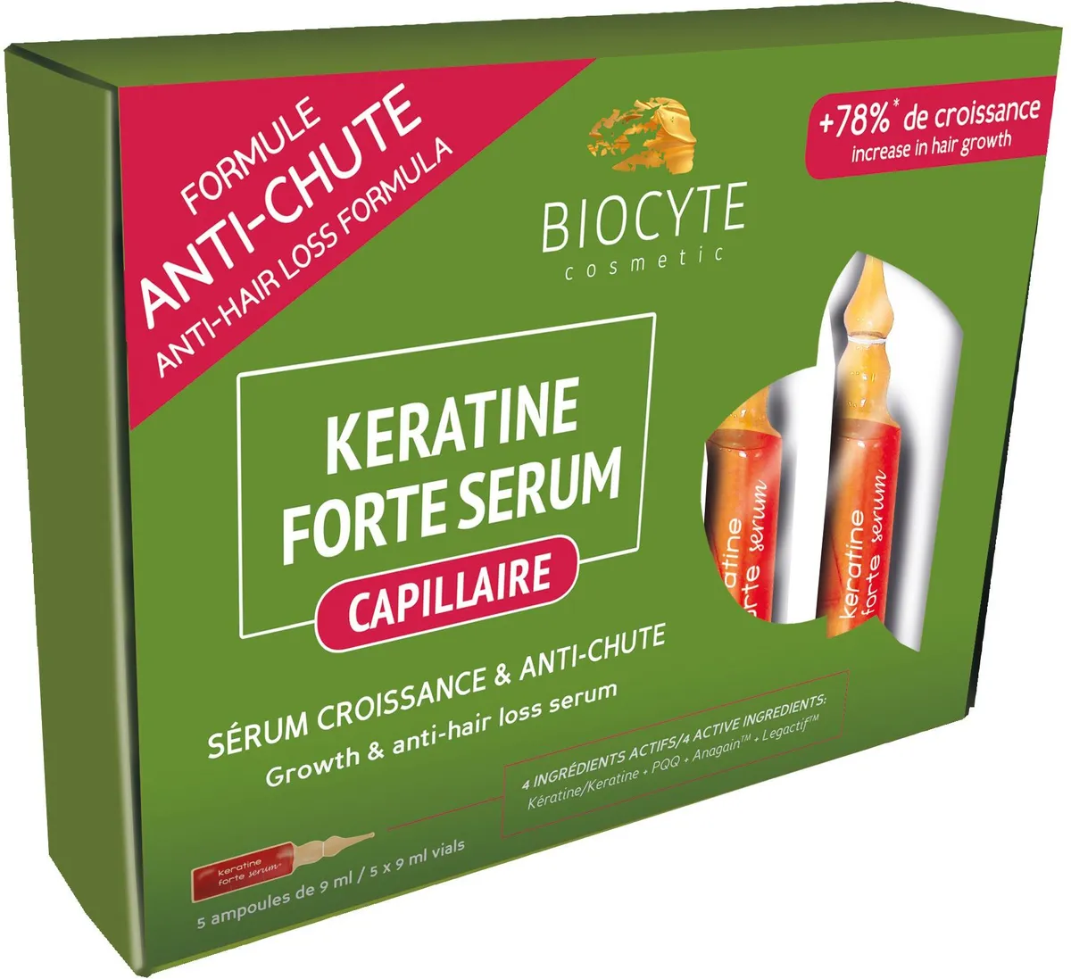 Biocyte Keratine Forte Serum Tegen Haaruitval Ampullen 5x9 ml