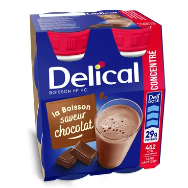 Delical Concentré Boisson HP-HC Chocolat 4x200ml